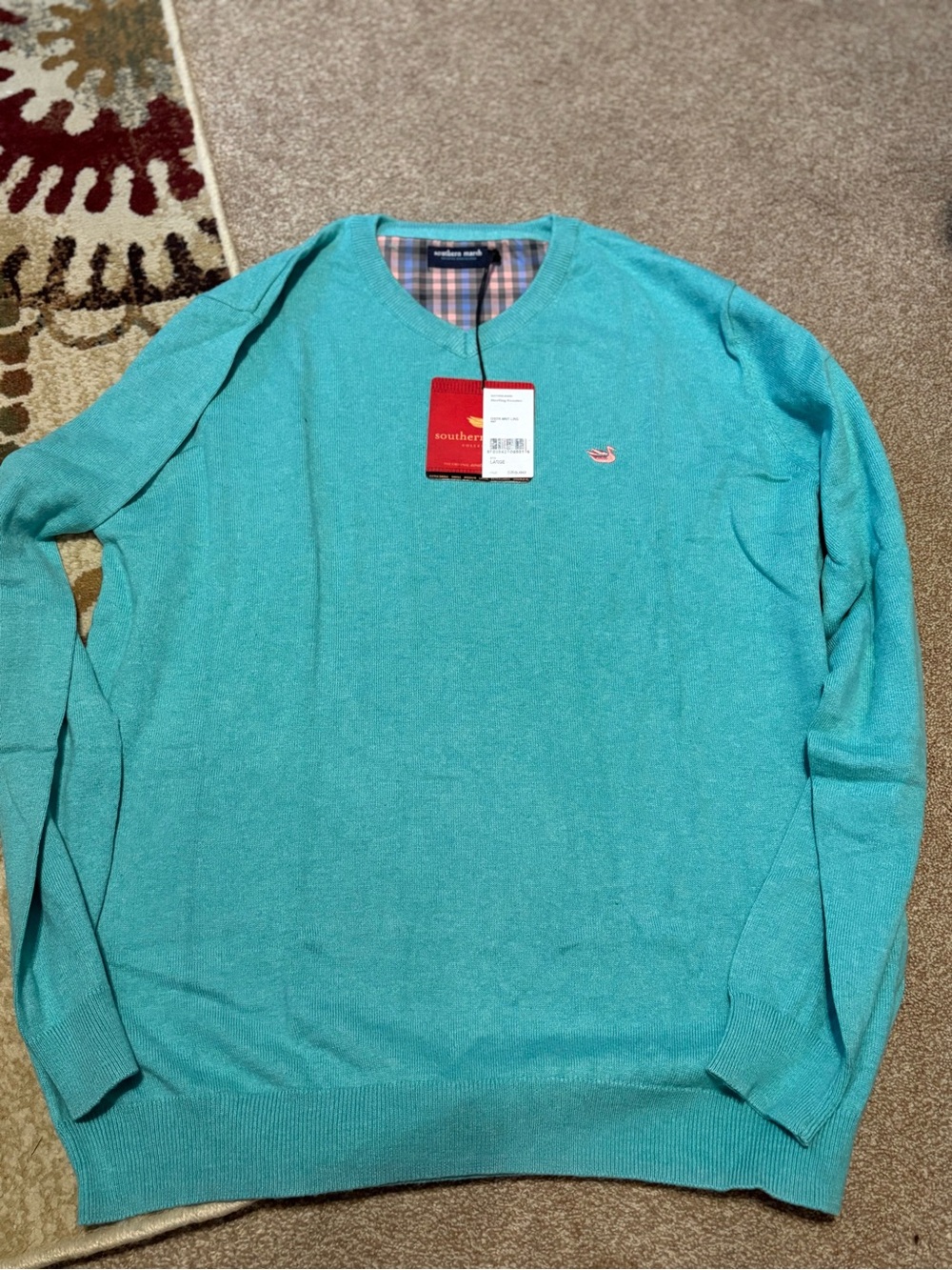 Southern Marsh Men's V-Neck Sweater in Aqua